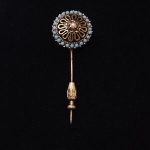 Vintage Gold and Blue Brooch